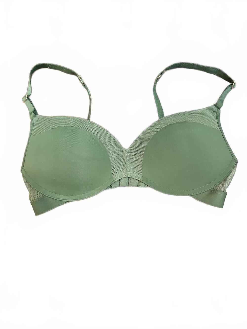 Lively 34C Bra Olive Green Padded Wireless Back Closure J-Hook NWOT